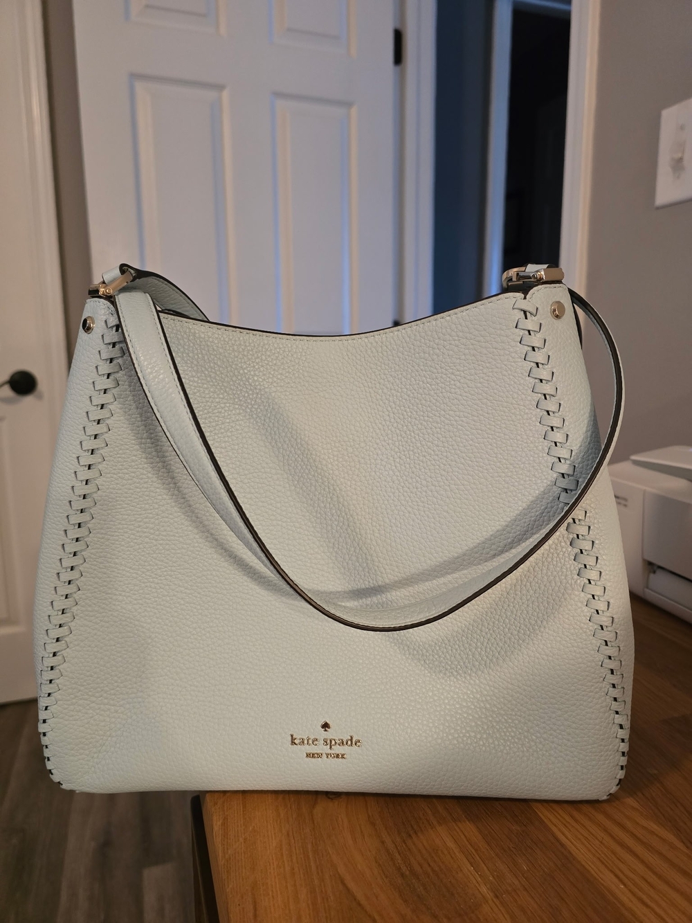 kate spade Light Blue Pebbled Leather Shoulder Hobo